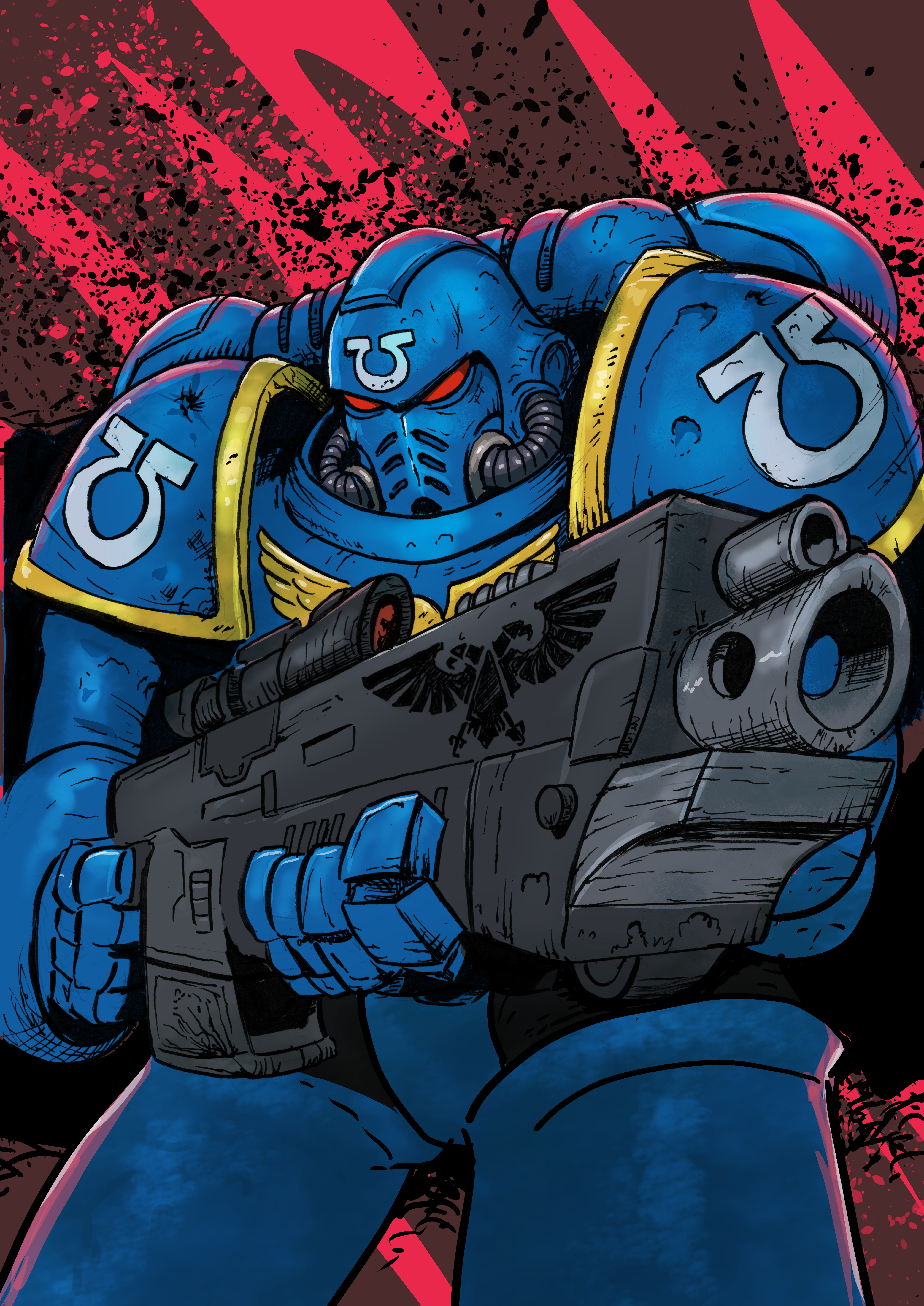 space marine - Original dark fantasy comic illustration by Bo T. K. Michelsen (Knight of Ink)